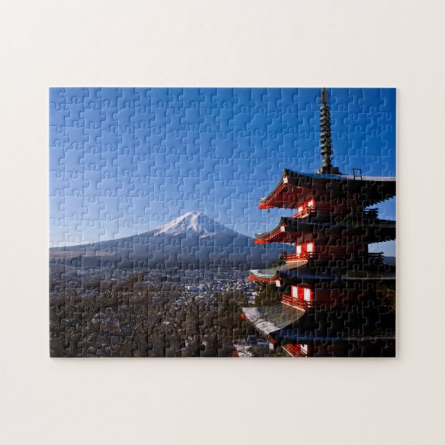 Mount Fuji and red pagoda Jigsaw Puzzle (Horizontal)