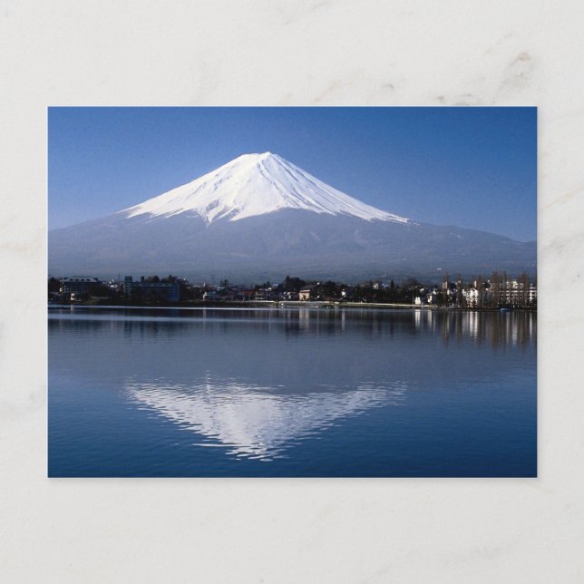 Mount Fuji and reflection in Lake Kawaguchi, Japan Postcard (Front)