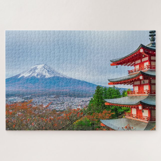 Mount Fuji Chureito Pagoda Japan Travel Landscape Jigsaw Puzzle (Horizontal)