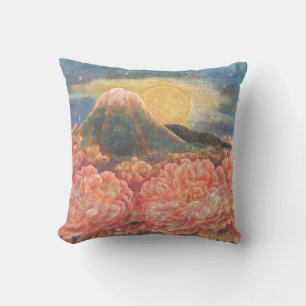 Mount Fuji Dreamscape: Mystical Art Throw Pillow