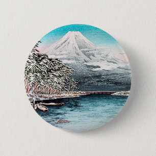 Mount Fuji from Tagonoura, Snow Hiroaki Takahashi 2 Inch Round Button