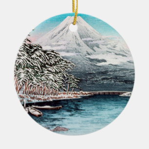 Mount Fuji from Tagonoura, Snow Hiroaki Takahashi Ceramic Ornament