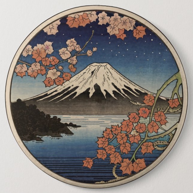 Mount Fuji Fujisan 6 Inch Round Button (Front)
