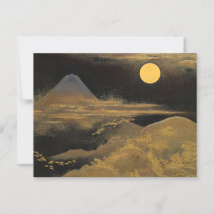 Mount Fuji in Moonlight - Golden: Postcard