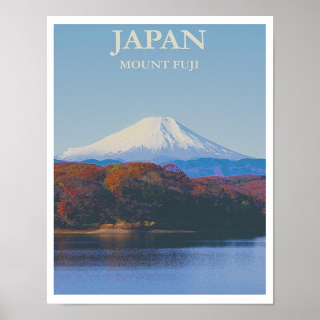 Mount Fuji Japan Vintage Retro Travel Poster (Front)