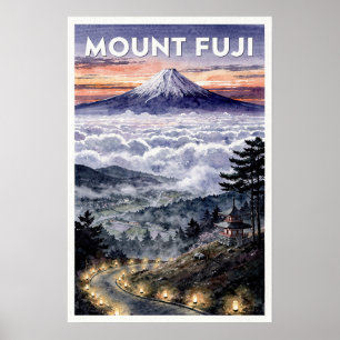Mount Fuji Japan Vintage Travel Poster