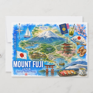 Mount Fuji Japan Watercolor Travel Postcard