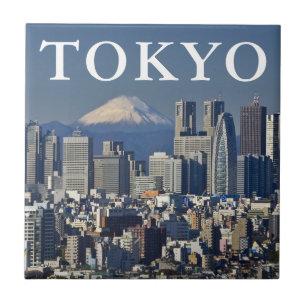 Mount Fuji Shinjuku District Skyline Tokyo Japan Tile