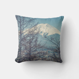 Mount Fuji view from Red pagoda in japan (Vintage  Throw Pillow