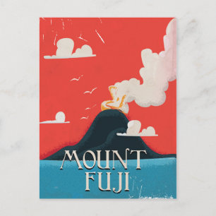 Mount Fuji Vintage locomotive Travel Poster Postcard
