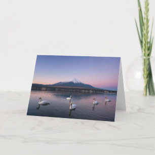 Mount Fuji   Yamanaka Lake with Swans Card