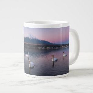 Mount Fuji Yamanaka Lake with Swans Large Coffee Mug