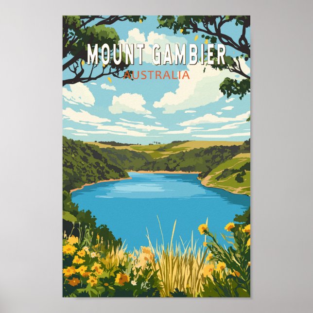 Mount Gambier Australia Travel Art Vintage Poster (Front)