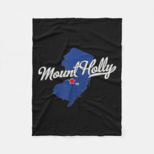 Mount Holly New Jersey Nj Map Fleece Blanket