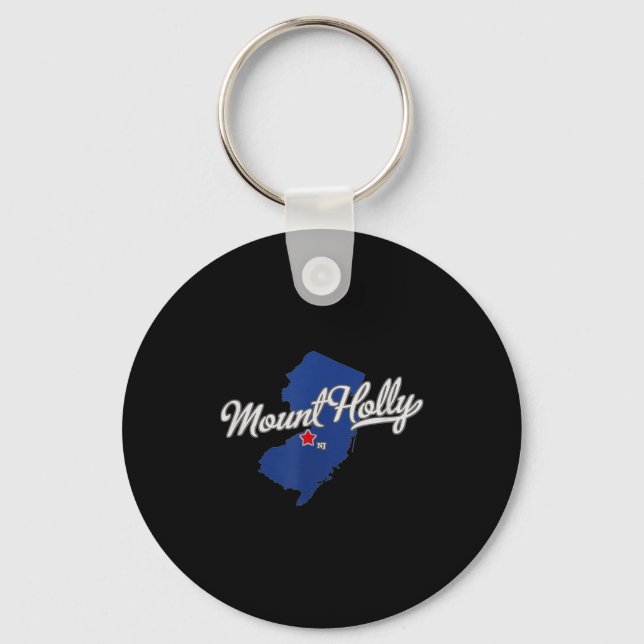 Mount Holly New Jersey Nj Map  Keychain (Front)