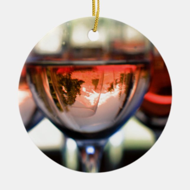 Mount Hood in a Wine Glass Ceramic Ornament (Front)