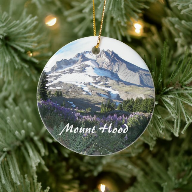 Mount Hood Landscape Holiday Ceramic Ornament (Tree)