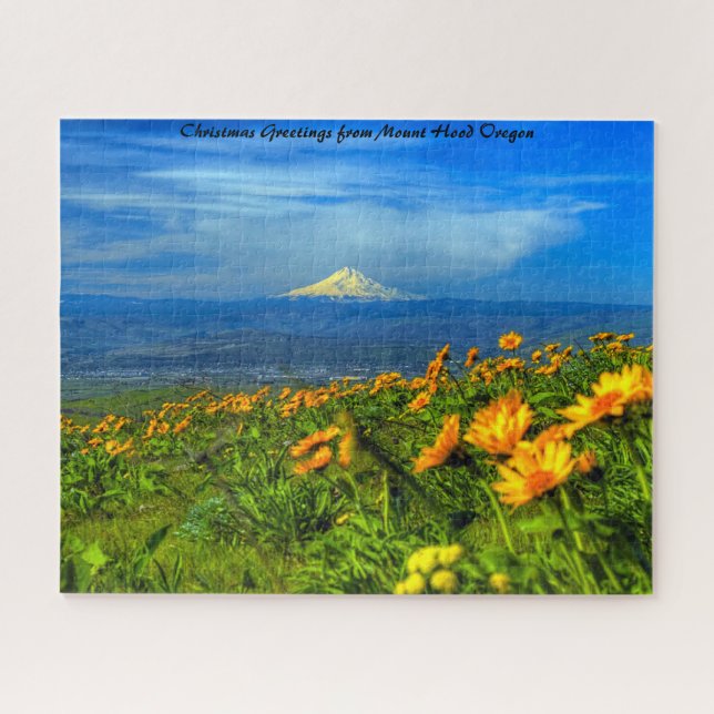 Mount Hood Oregon.Christmas Greetings Jigsaw Puzzle (Horizontal)