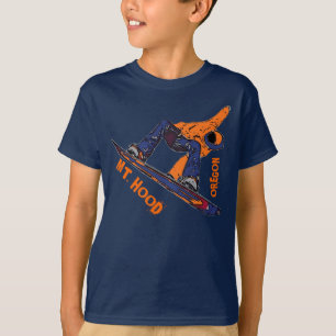 Mount Hood Oregon orange snowboard boys tee