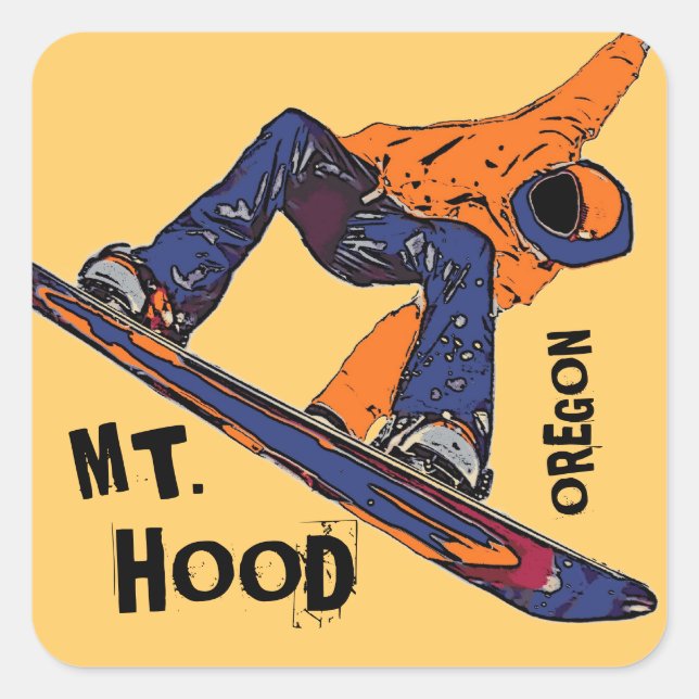 Mount Hood Oregon orange snowboard stickers (Front)