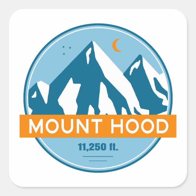 Mount Hood Oregon Stars Moon Square Sticker (Front)