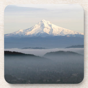 Mount Hood with Low Lying Fog Over Portland Oregon Coaster