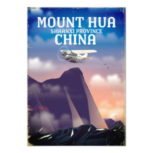Mount Hua China vintage flight poster