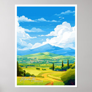 Mount Ida Greece Art Travel Vintage illustration Poster