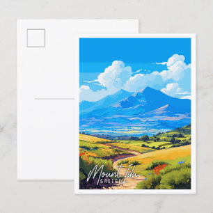 Mount Ida Greece vintage travel illustration Postcard