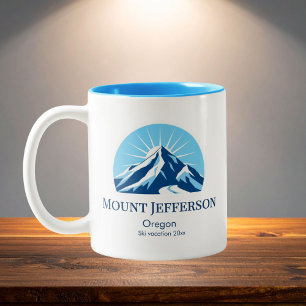 Mount Jefferson Oregon ski area resort souvenir Two-Tone Coffee Mug