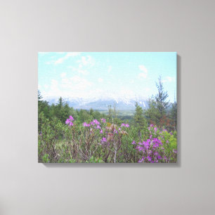 Mount Katahdin and Wild Flowers Canvas Print