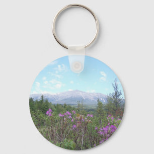 Mount Katahdin and wild flowers Keychain