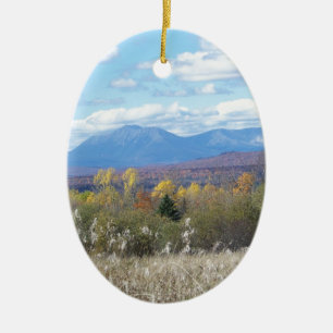 Mount Katahdin in fall 3 Ceramic Ornament