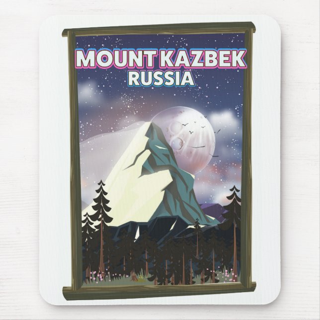 Mount Kazbek Russian travel poster. Mouse Pad (Front)