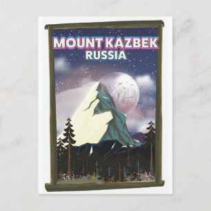 Mount Kazbek Russian travel poster. Postcard