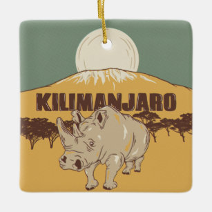 Mount Kilimanjaro Rhinoceros Ceramic Ornament