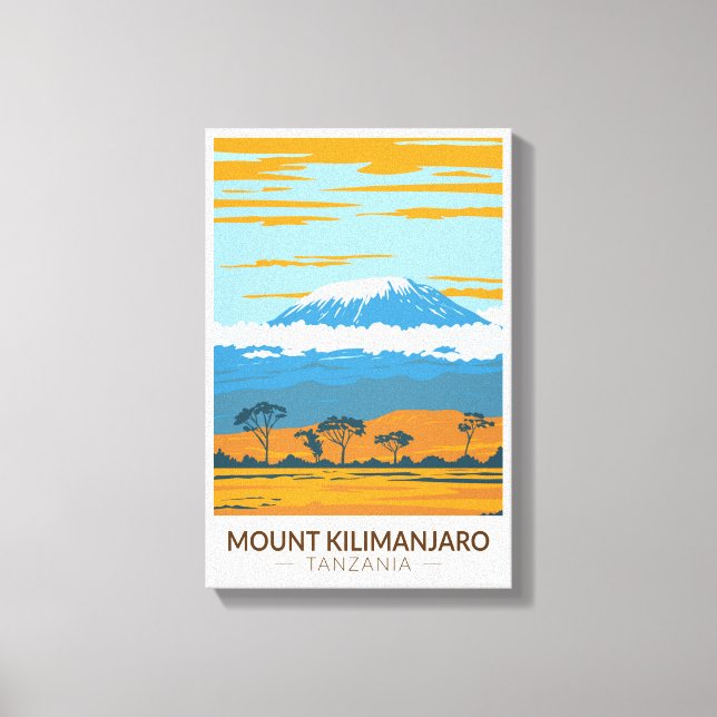 Mount Kilimanjaro Tanzania Africa Vintage Canvas Print (Front)