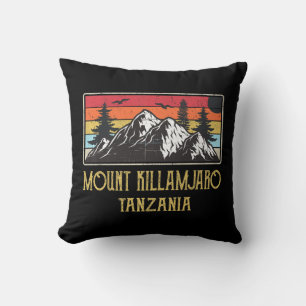 Mount Kilimanjaro Tanzania Vintage Retro Climbing Throw Pillow