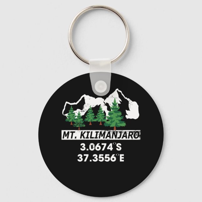 Mount Kilimanjaro with GPS Coordinates Keychain (Front)