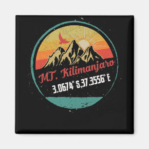 Mount Kilimanjaro  with GPS Coordinates Magnet