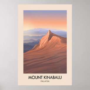 Mount Kinabalu Malaysia Travel Poster
