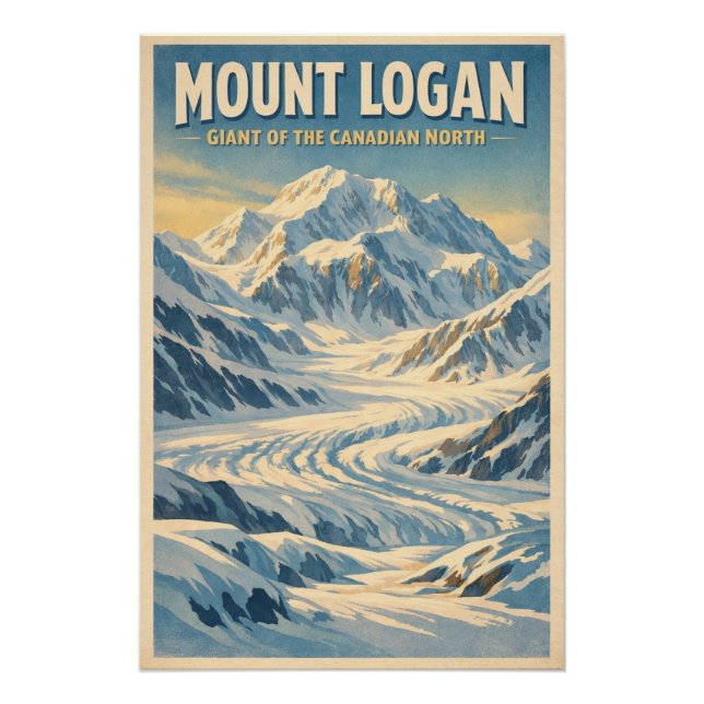 Mount Logan, Canada, in a classic retro Poster (Front)