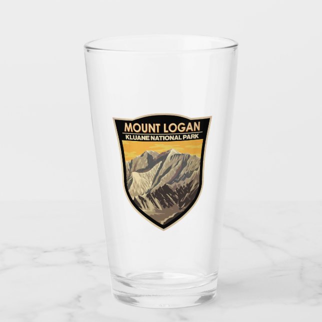 Mount Logan Canada Travel Art Vintage Glass (Front)