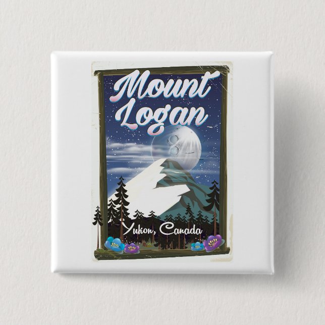 Mount Logan , Yukon, Canada 2 Inch Square Button (Front)