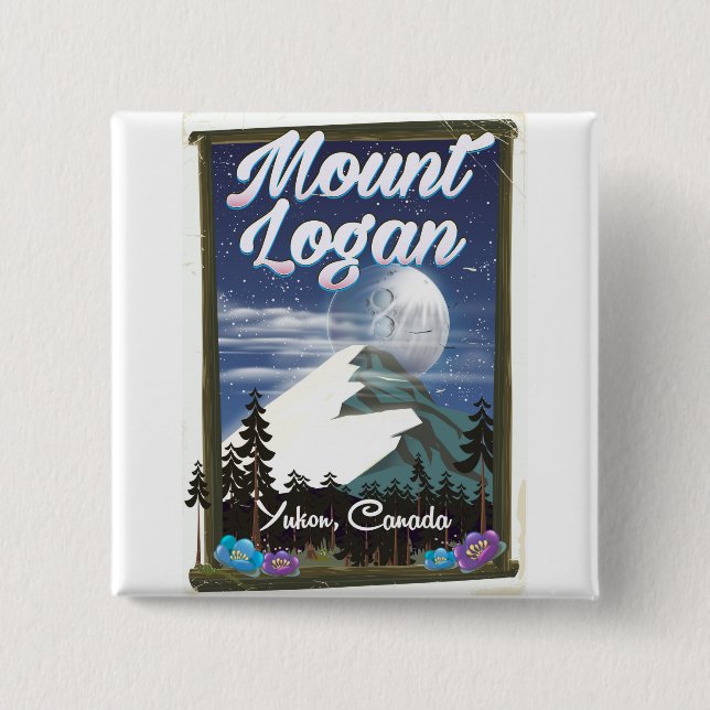 Mount Logan , Yukon, Canada 2 Inch Square Button (Front)