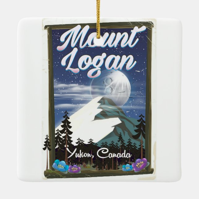 Mount Logan , Yukon, Canada Ceramic Ornament (Back)