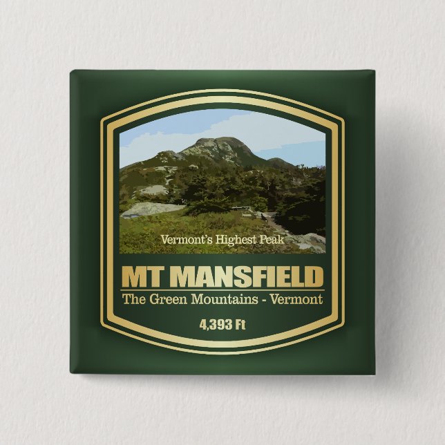Mount Mansfield (PF) 2 Inch Square Button (Front)