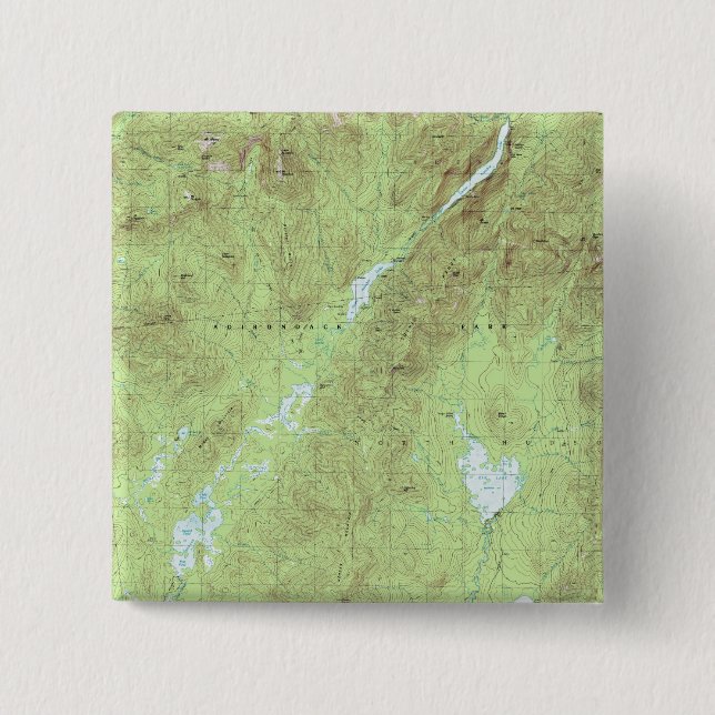 Mount Marcy Topographical Map - Adirondack Park 2 Inch Square Button (Front)