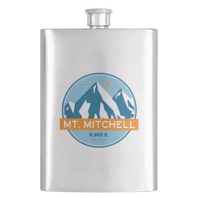 Mount Mitchell North Carolina Stars Moon Hip Flask (Front)