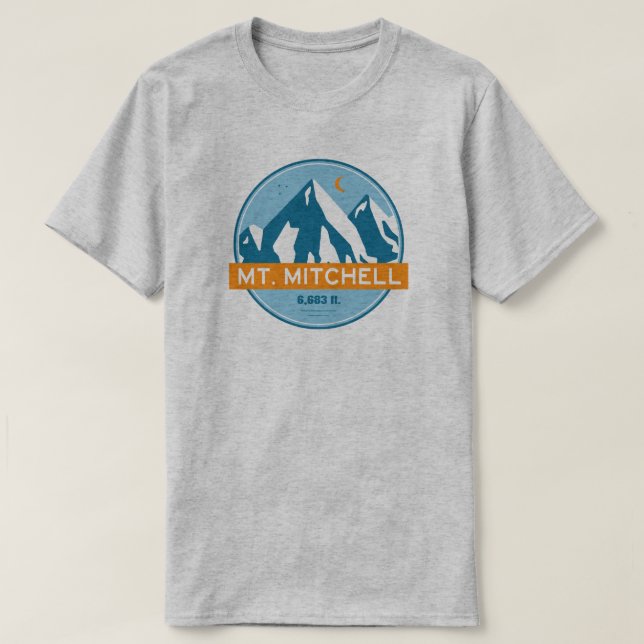 Mount Mitchell North Carolina Stars Moon T-Shirt (Design Front)